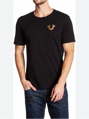 True Religion Black Short Sleeve Crewneck Tee with Subtle Logo